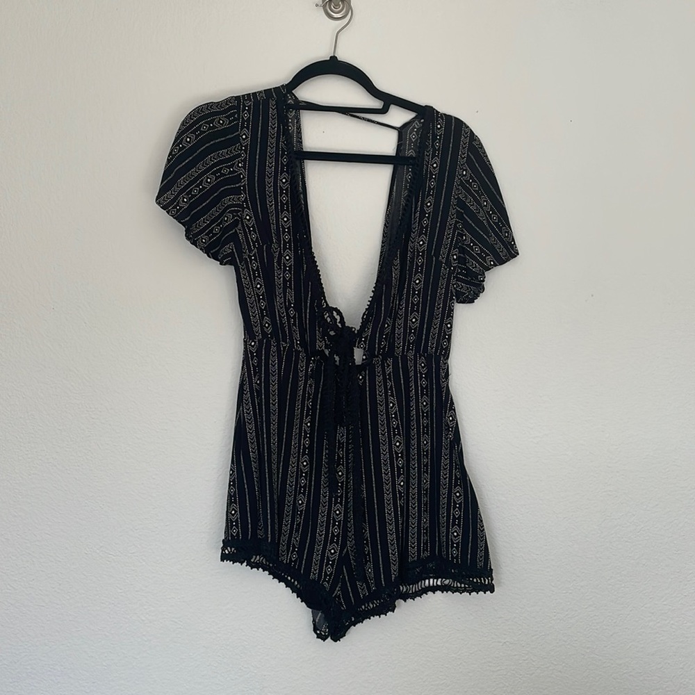 Cross front backless romper